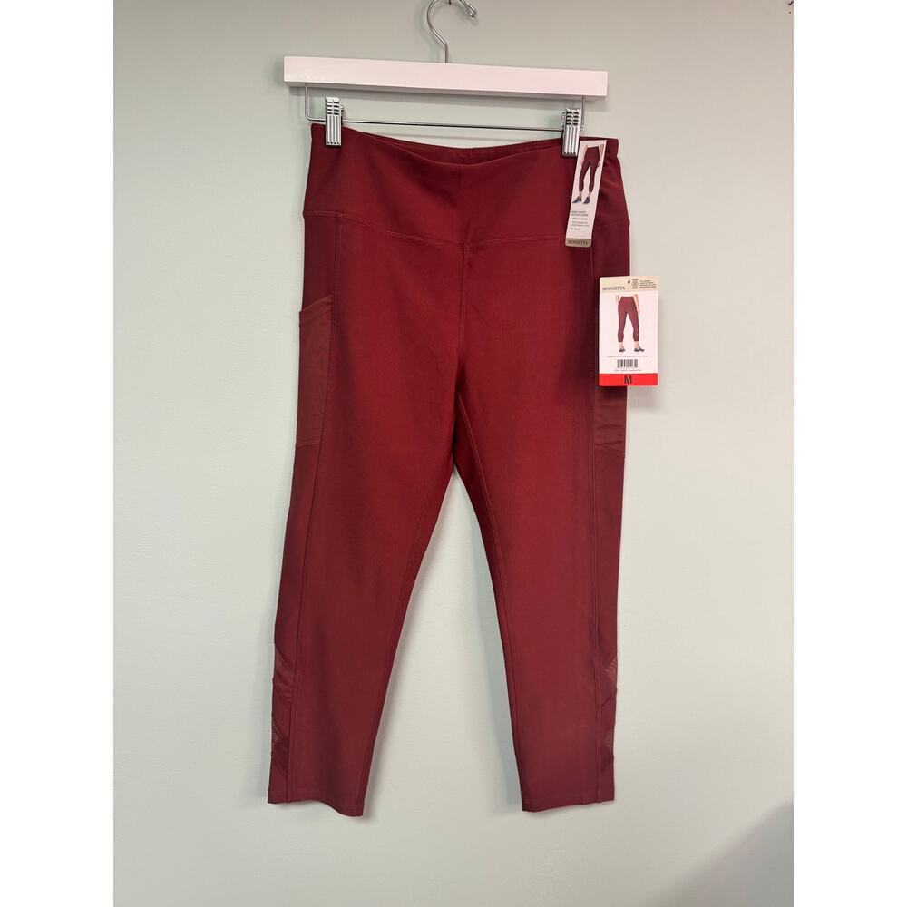 NWT! Mondetta High Waisted Leggings With Mesh Pockets - Medium - Burgundy